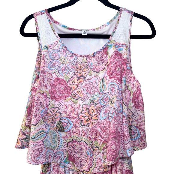 Marissa Olivia Floral Maxi Dress Sleeveless Tiered Bodice Multicolor Size M - Picture 4 of 7